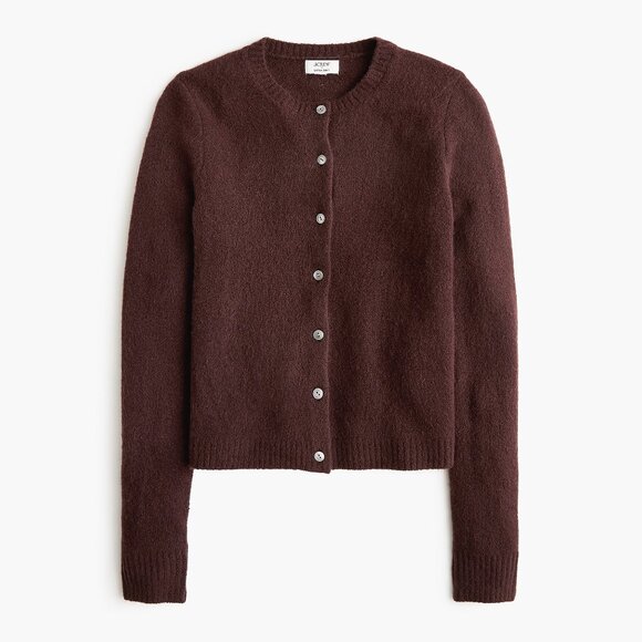 NWT J.Crew Factory Cardigan Sweater in Extra-soft Yarn Cocoa Berry - Picture 7 of 8